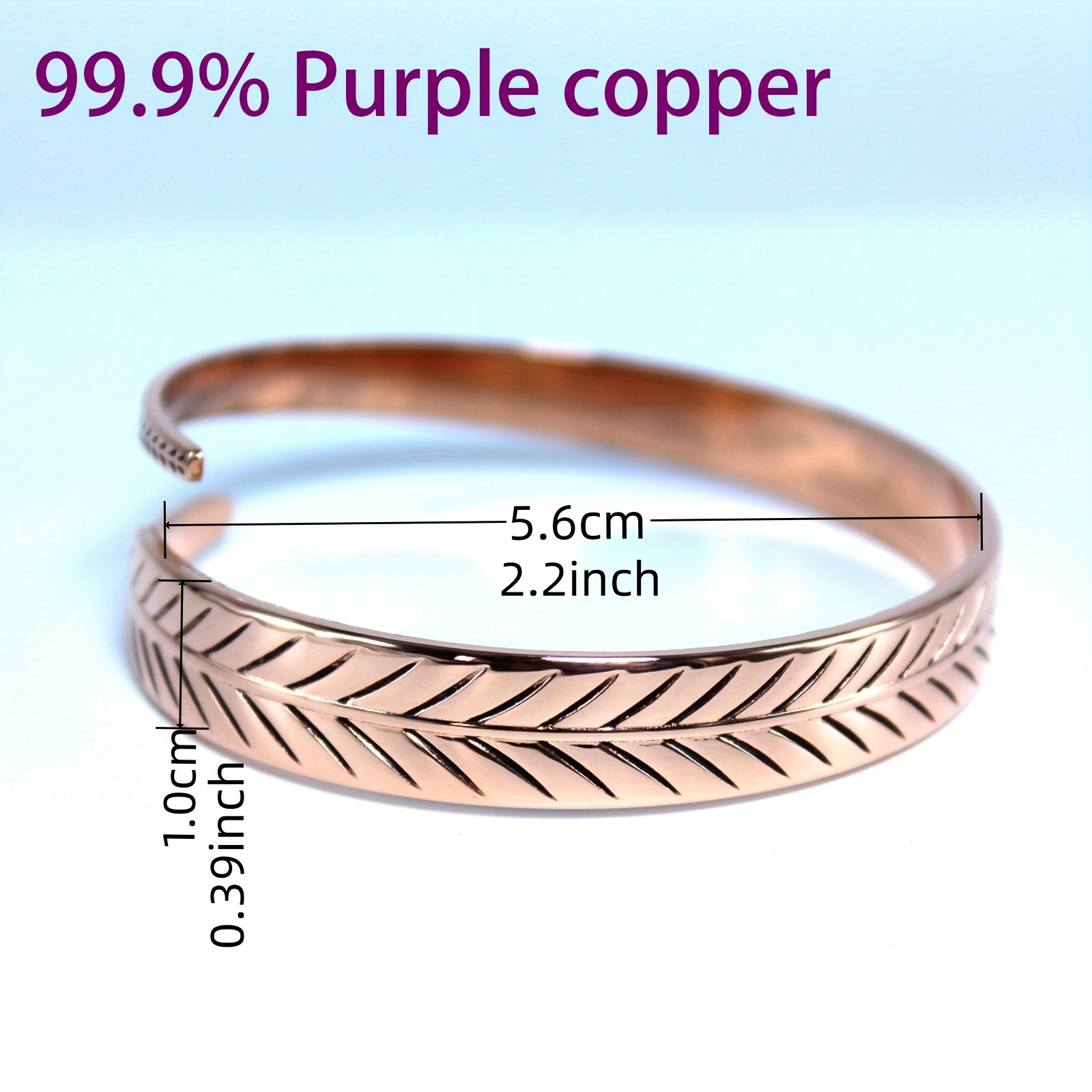 Boho Copper Cuff Bangle No Plating Leaf Daily Wear & Gift